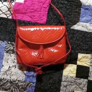 Lisette Bright Red Real Snakeskin Shoulder Clutch Bag